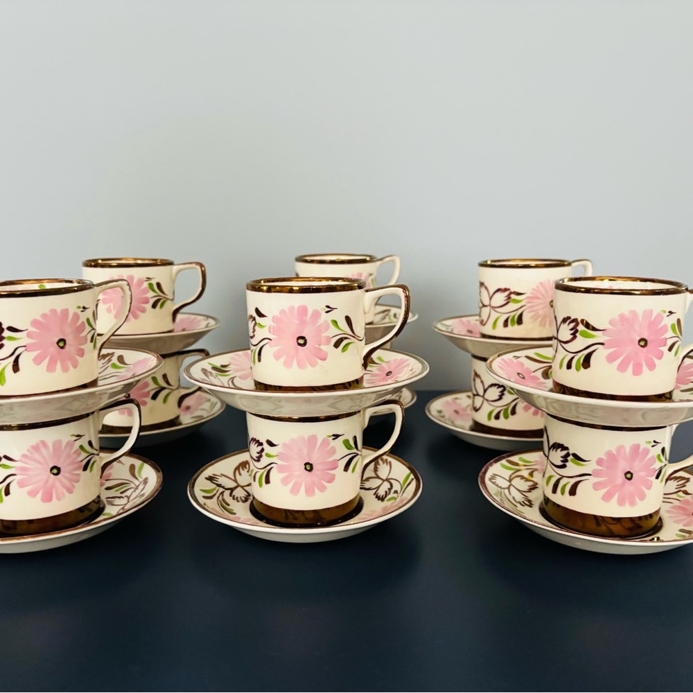 Set of Floral Teacups and Saucers